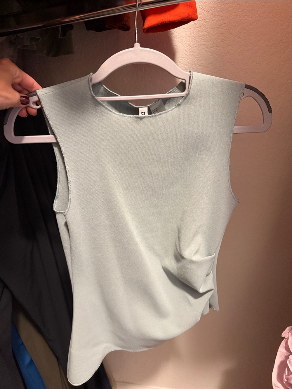 Sleeveless Dusty Blue Asymmetrical Ruching Tank NWT